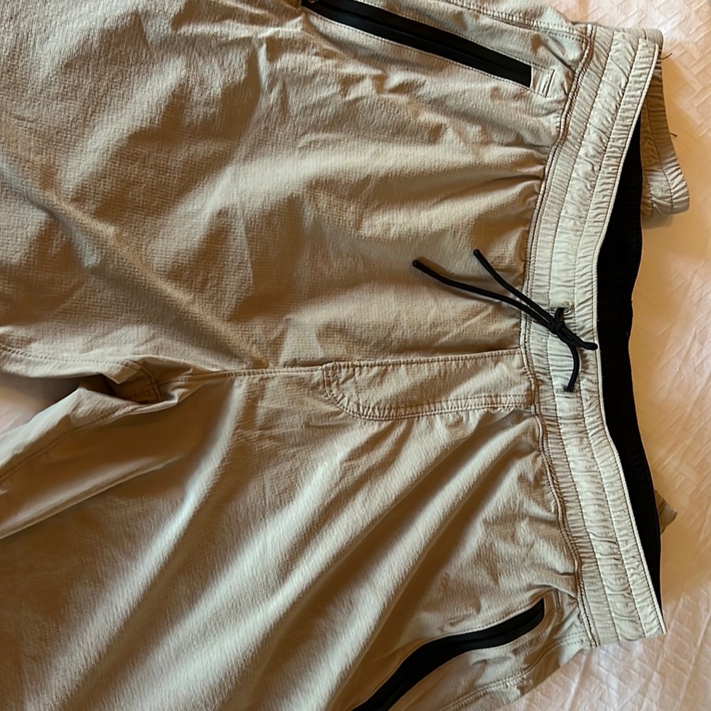 Abercrombie stretch pants with bottom cuffs. Very comfortable.